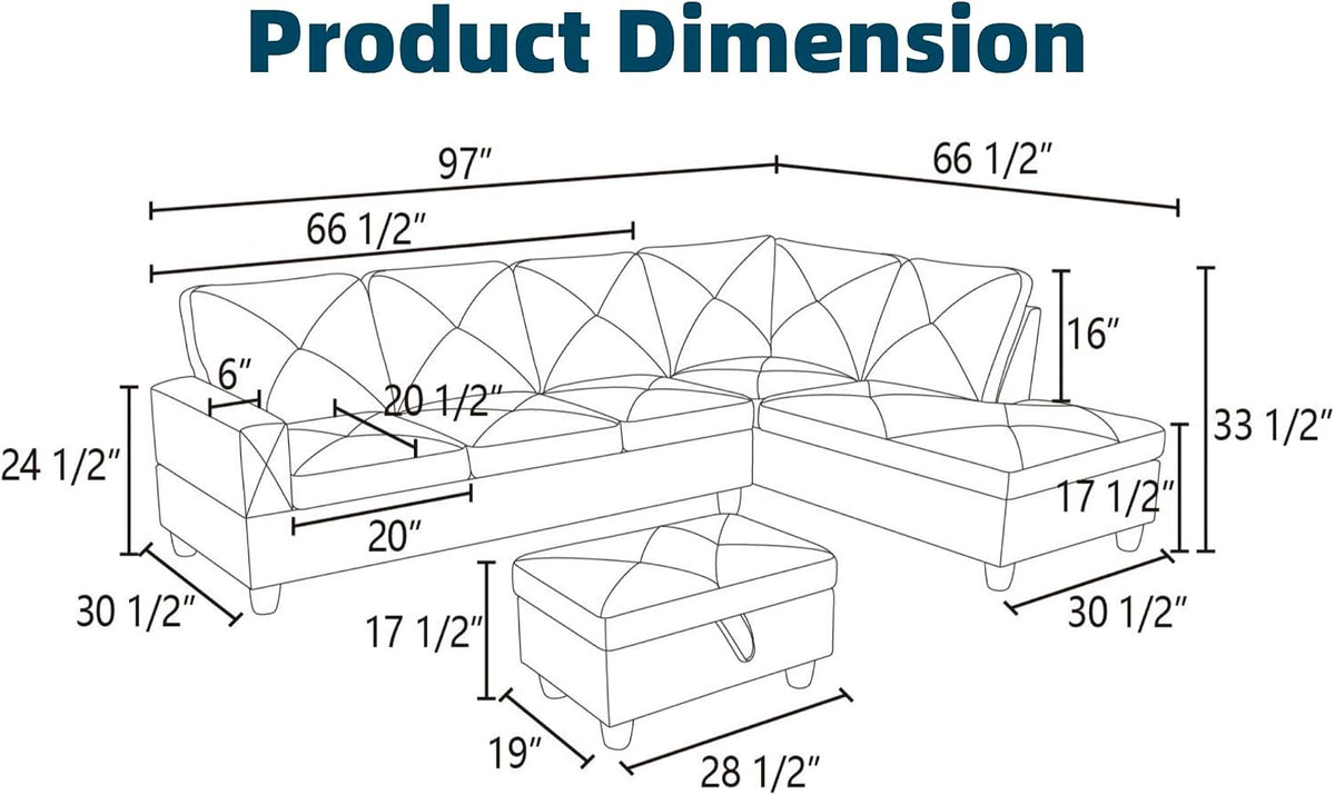 Modular L-Shaped Sectional Sofa