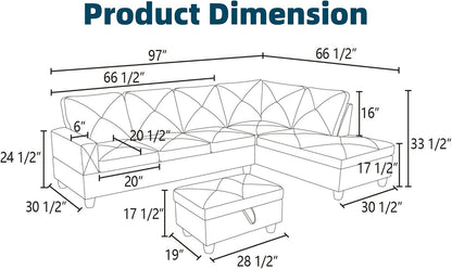 Modular L-Shaped Sectional Sofa