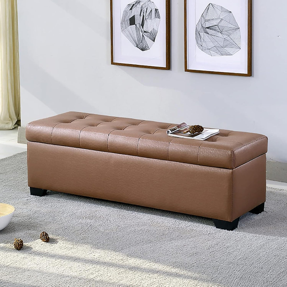 Rectangular Upholstered Ottoman Stool