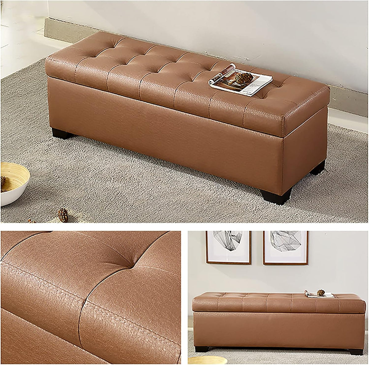 Rectangular Upholstered Ottoman Stool